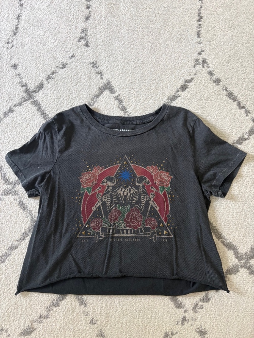 Los Angeles Rock and Roll Cropped Shirt- Lucky Brand